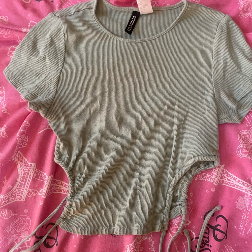 green drawstring croptop
